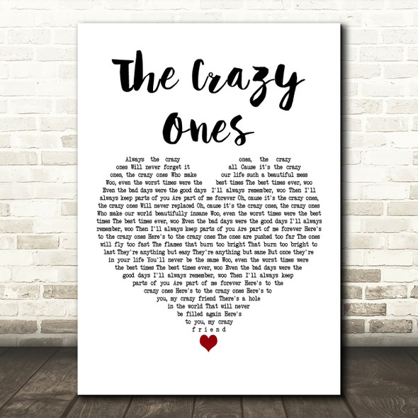 Paloma Faith The Crazy Ones White Heart Decorative Wall Art Gift Song Lyric Print