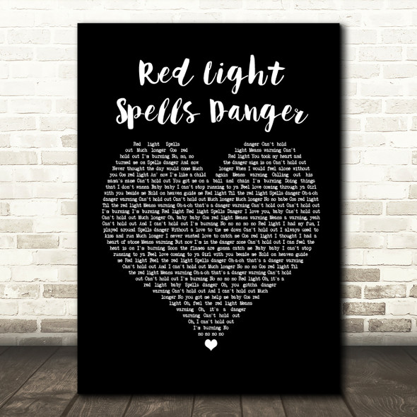 Billy Ocean Red Light Spells Danger Black Heart Song Lyric Quote Print