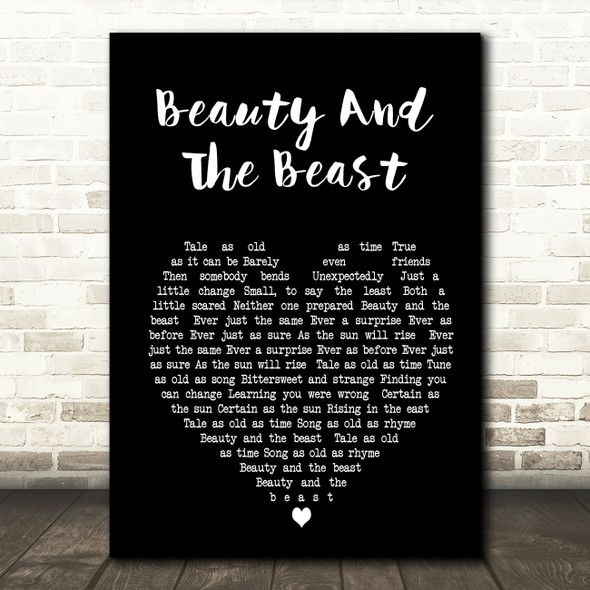 Celine Dione Beauty And The Beast Black Heart Song Lyric Quote Print
