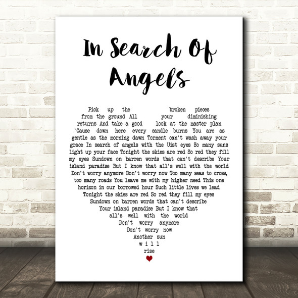 Runrig In Search Of Angels White Heart Decorative Wall Art Gift Song Lyric Print