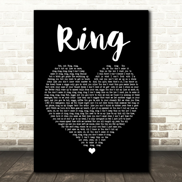 Cardi B Ring Black Heart Song Lyric Quote Print