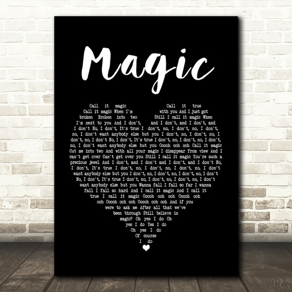 Coldplay Magic Black Heart Song Lyric Quote Print