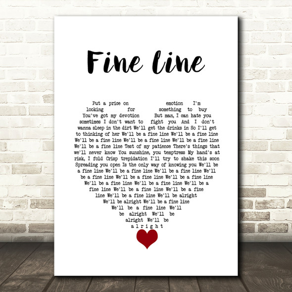 Harry Styles Fine Line White Heart Decorative Wall Art Gift Song Lyric Print