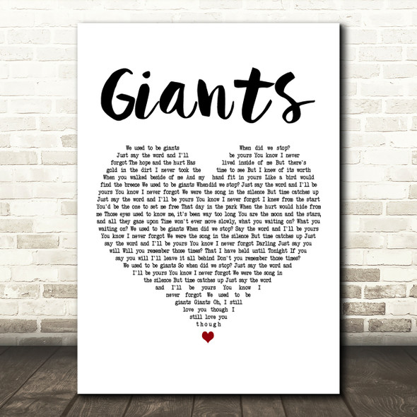 Dermot Kennedy Giants White Heart Decorative Wall Art Gift Song Lyric Print