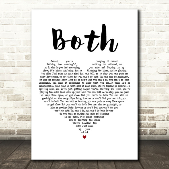 Ingrid Andress Both White Heart Decorative Wall Art Gift Song Lyric Print
