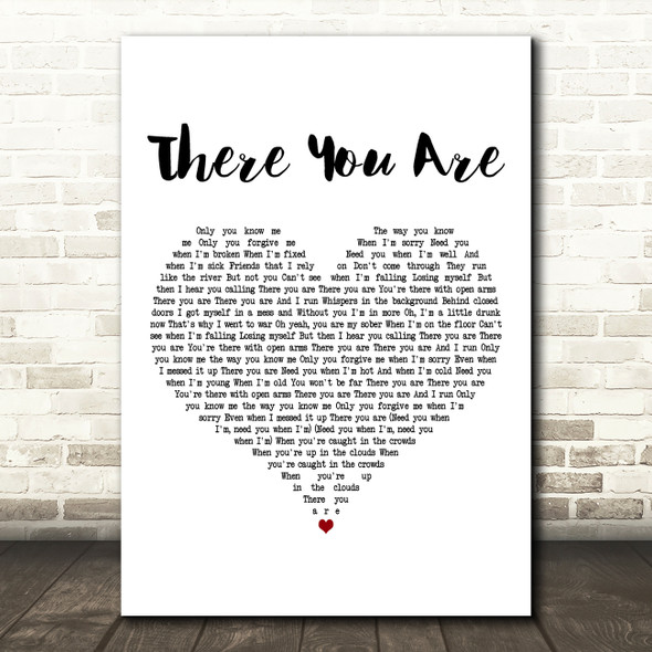 ZAYN There You Are White Heart Decorative Wall Art Gift Song Lyric Print