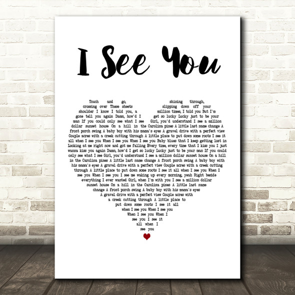 Parmalee I See You White Heart Decorative Wall Art Gift Song Lyric Print