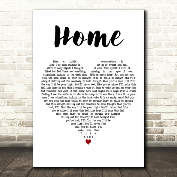 One Direction Home White Heart Decorative Wall Art Gift Song Lyric Print