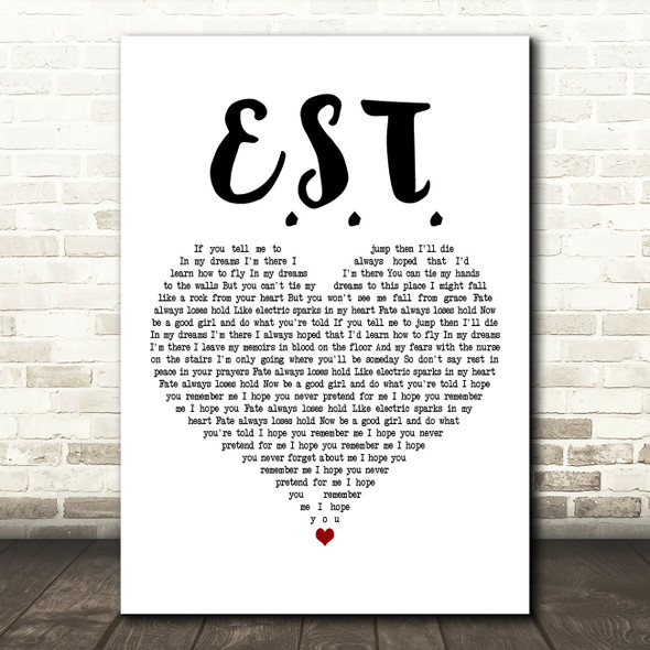 White Lies E.S.T. White Heart Decorative Wall Art Gift Song Lyric Print
