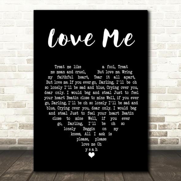 Elvis Presley Love Me Black Heart Song Lyric Quote Print