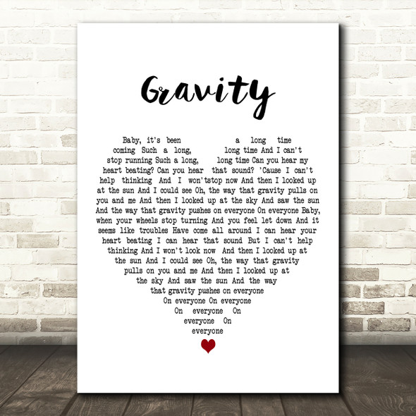 Coldplay Gravity White Heart Decorative Wall Art Gift Song Lyric Print