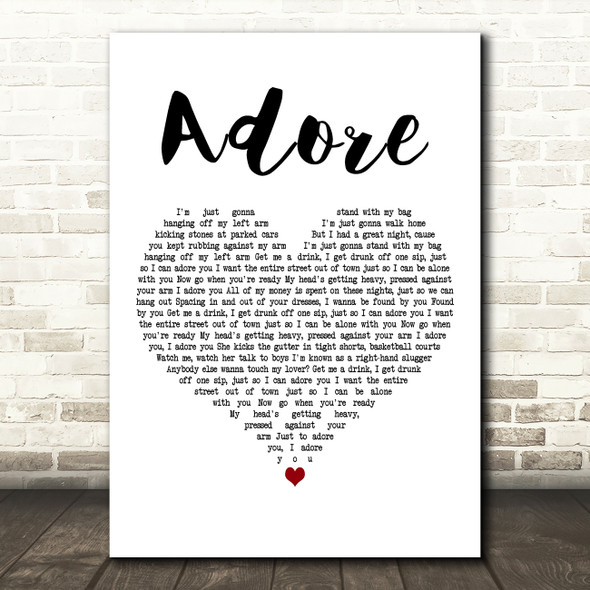 Dean Lewis Adore White Heart Decorative Wall Art Gift Song Lyric Print