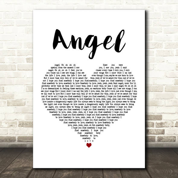 The Weeknd Angel White Heart Decorative Wall Art Gift Song Lyric Print