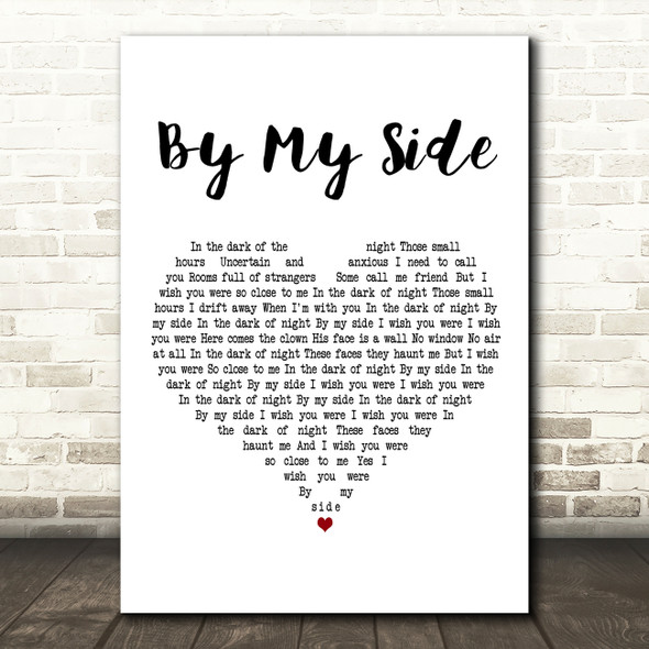 INXS By My Side White Heart Decorative Wall Art Gift Song Lyric Print