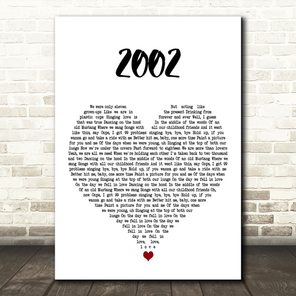 Anne-Marie 2002 White Heart Decorative Wall Art Gift Song Lyric Print