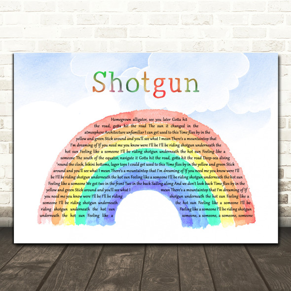 George Ezra Shotgun Watercolour Rainbow & Clouds Decorative Wall Art Gift Song Lyric Print