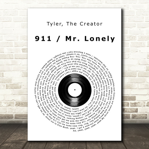 Tyler, The Creator 911 - Mr. Lonely Vinyl Record Decorative Wall Art Gift Song Lyric Print