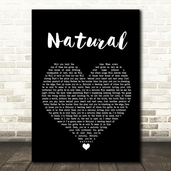 Imagine Dragons Natural Black Heart Song Lyric Quote Print