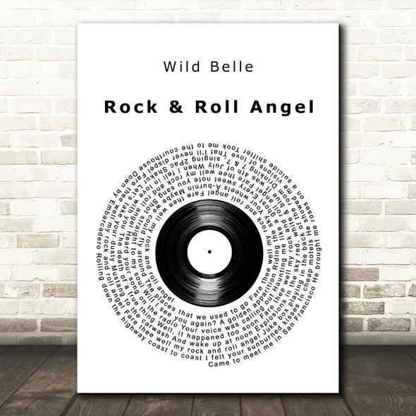 Wild Belle Rock & Roll Angel Vinyl Record Decorative Wall Art Gift Song Lyric Print