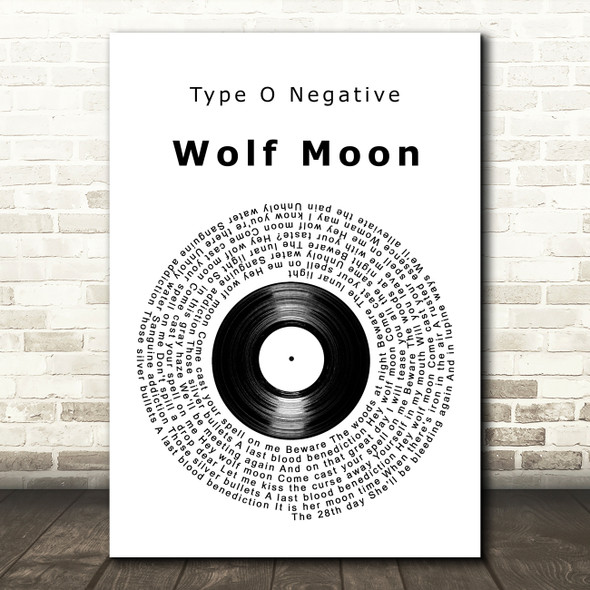 Type O Negative Wolf Moon Vinyl Record Decorative Wall Art Gift Song Lyric Print