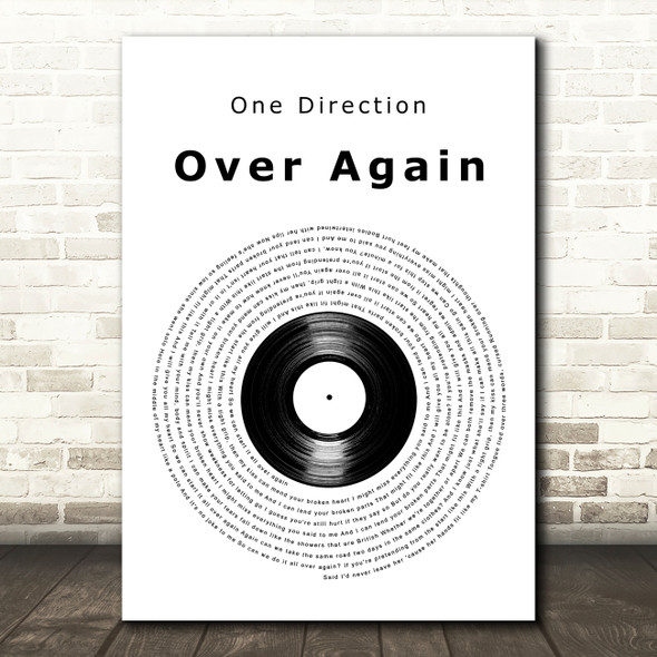 One Direction Over Again Vinyl Record Decorative Wall Art Gift Song Lyric Print