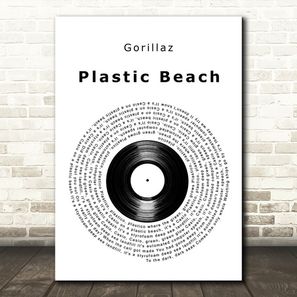 Gorillaz Plastic Beach Vinyl Record Decorative Wall Art Gift Song Lyric Print