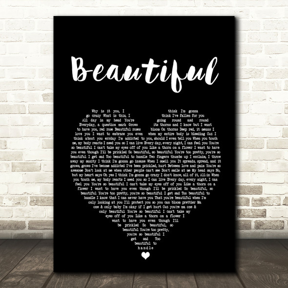 Monsta X Beautiful Black Heart Song Lyric Quote Print