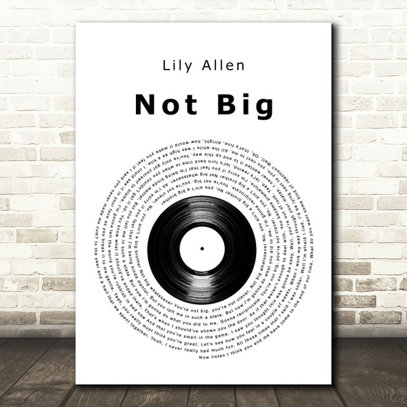 Lily Allen Not Big Vinyl Record Decorative Wall Art Gift Song Lyric Print