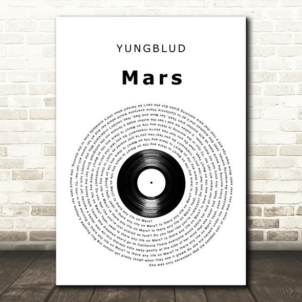 YUNGBLUD Mars Vinyl Record Decorative Wall Art Gift Song Lyric Print
