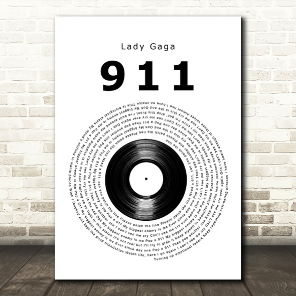 Lady Gaga 911 Vinyl Record Decorative Wall Art Gift Song Lyric Print