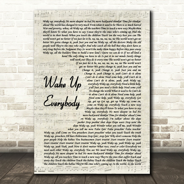 Harold Melvin & The Blue Notes Wake Up Everybody Vintage Script Wall Art Gift Song Lyric Print