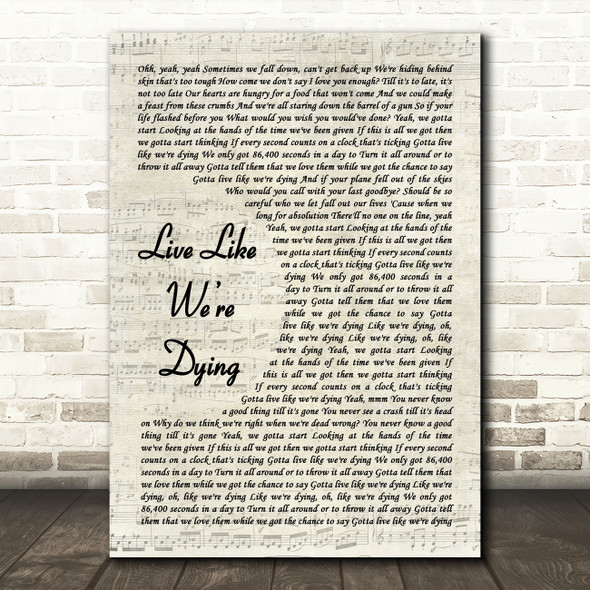Kris Allen Live Like Were Dying Vintage Script Decorative Wall Art Gift Song Lyric Print