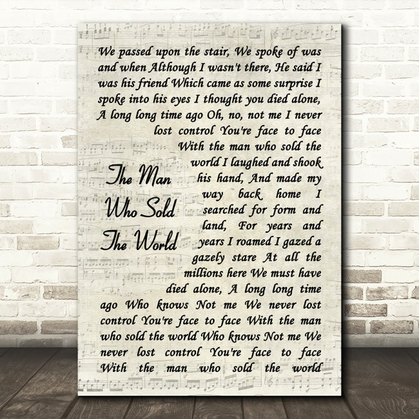 David Bowie The Man Who Sold The World Vintage Script Decorative Gift Song Lyric Print