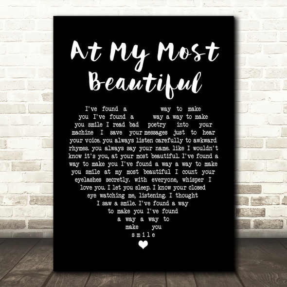 R E M At My Most Beautiful Black Heart Song Lyric Quote Print