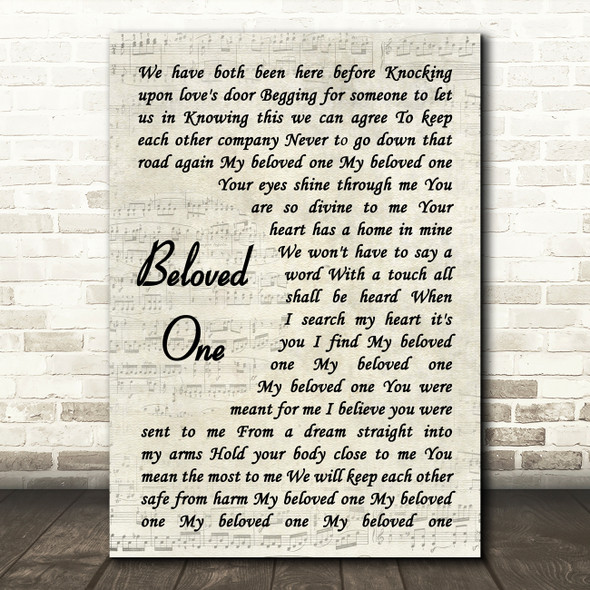 Ben Harper Beloved One Vintage Script Decorative Wall Art Gift Song Lyric Print