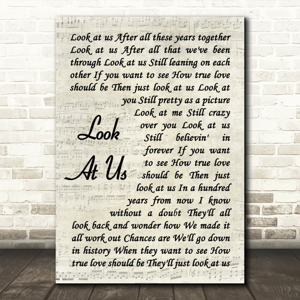 Vince Gill Look at Us Vintage Script Decorative Wall Art Gift Song Lyric Print