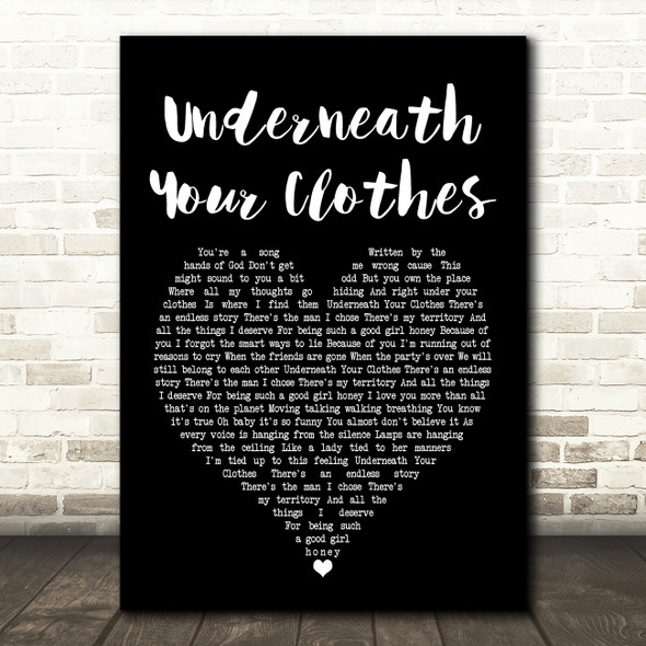 Shakira Underneath Your Clothes Black Heart Song Lyric Quote Print