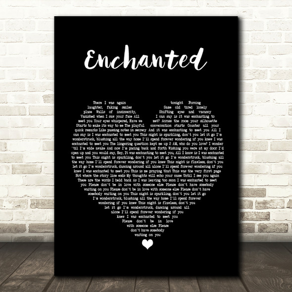 Taylor Swift Enchanted Black Heart Song Lyric Quote Print