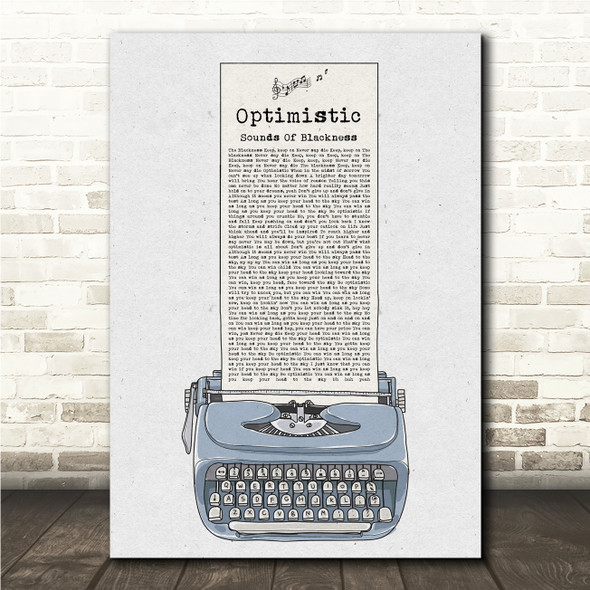 Sounds Of Blackness Optimistic Blue Grey Typewriter Song Lyric Print