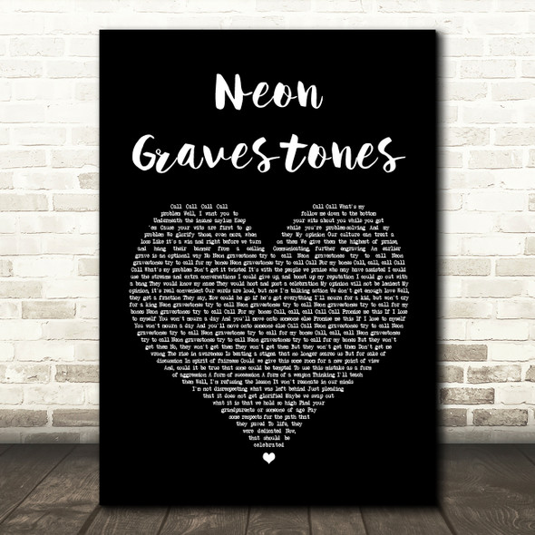 Twenty One Pilots Neon Gravestones Black Heart Song Lyric Quote Print