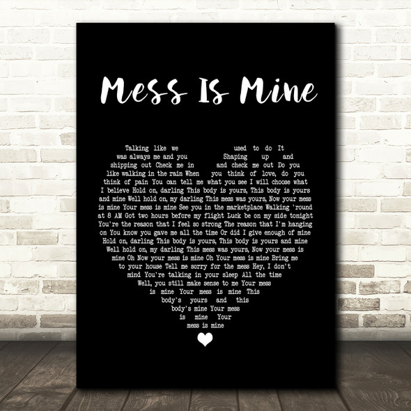 Vance Joy Mess Is Mine Black Heart Song Lyric Quote Print