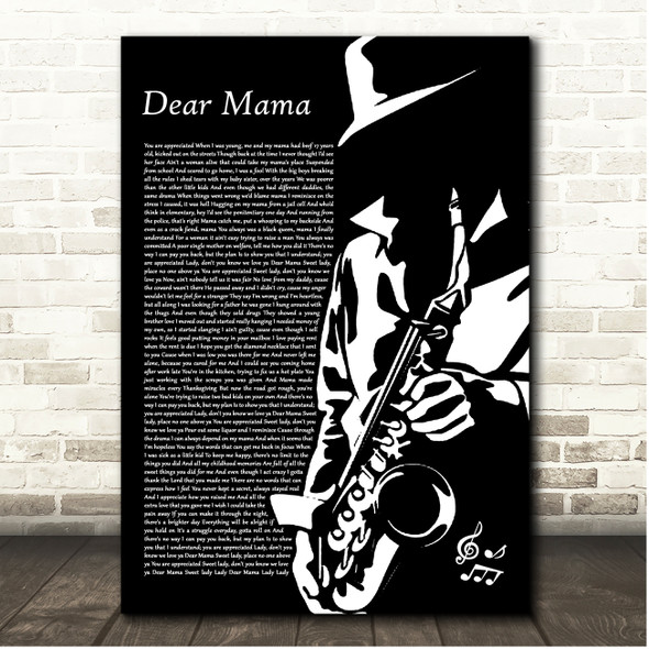 2Pac Dear Mama Saxophone Player Song Lyric Print