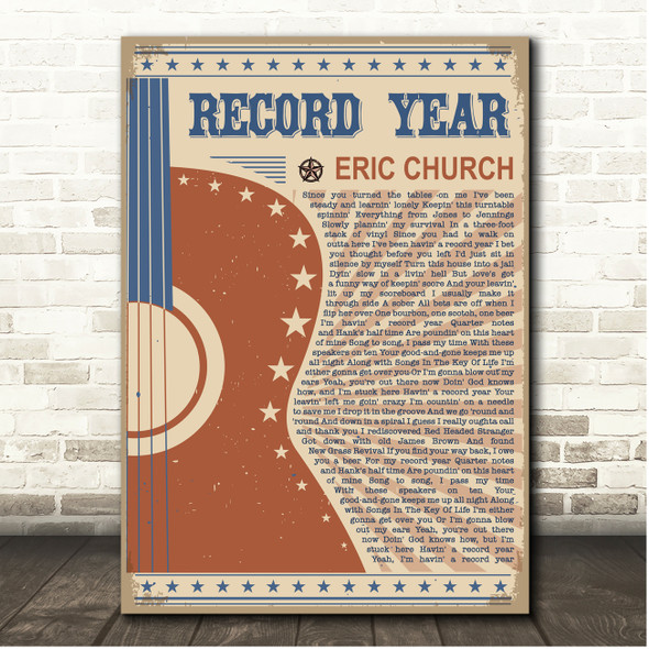 Eric Church Record Year Country Western Festival Guitar Song Lyric Print
