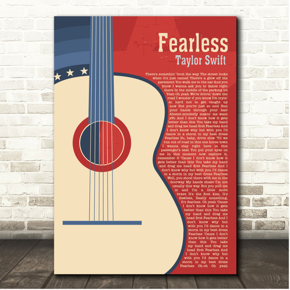 Taylor Swift Fearless Country Western Guitar Song Lyric Print