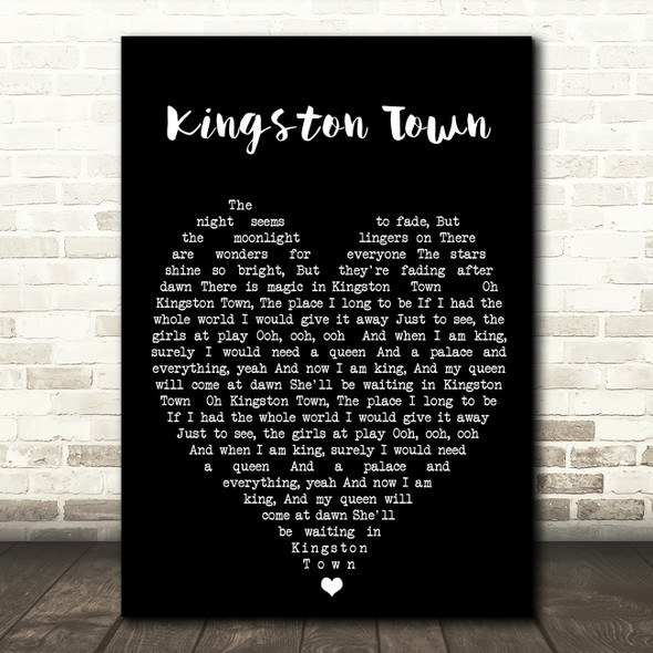 Kingston Town UB40 Black Heart Quote Song Lyric Print