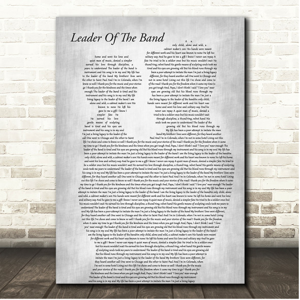Dan Fogelberg Leader Of The Band Father & Child Grey Song Lyric Print