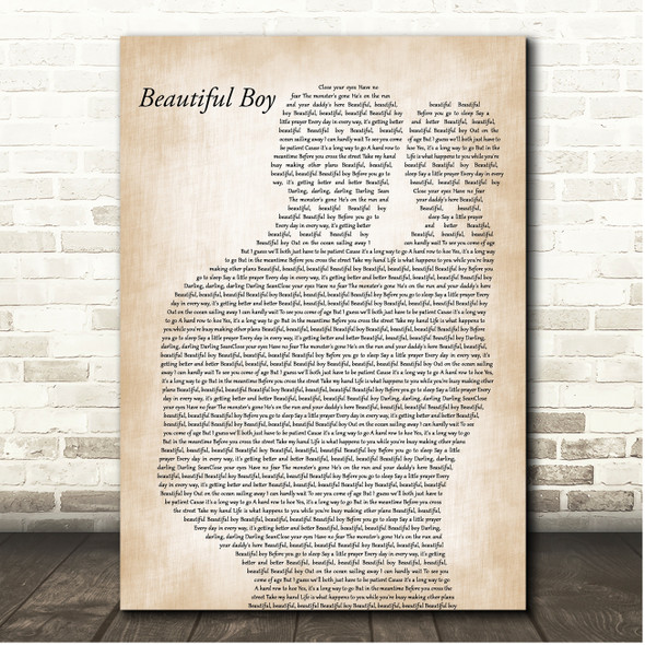 John Lennon Beautiful Boy (Darling Boy) Father & Baby Song Lyric Print