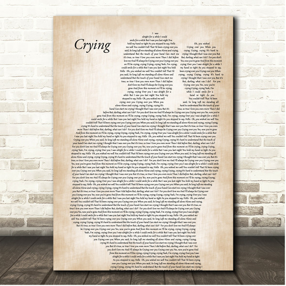 Roy Orbison Crying Father & Baby Song Lyric Print