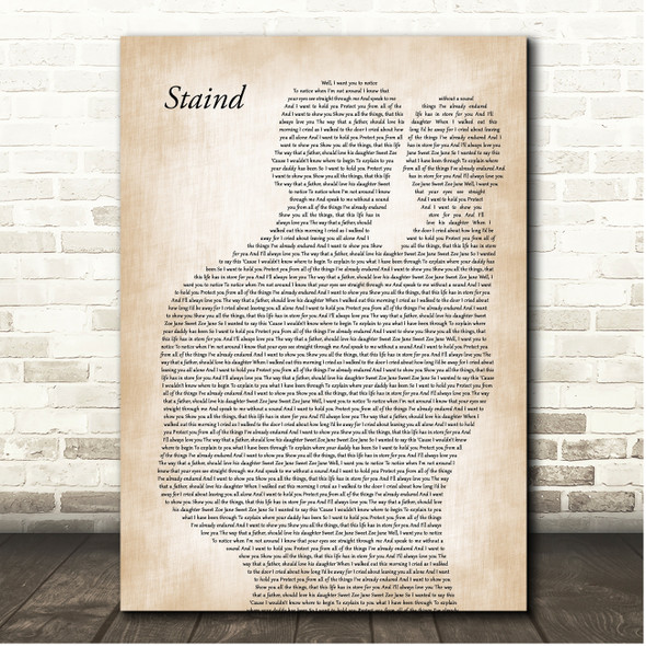 Staind Zoe Jane Father & Baby Song Lyric Print