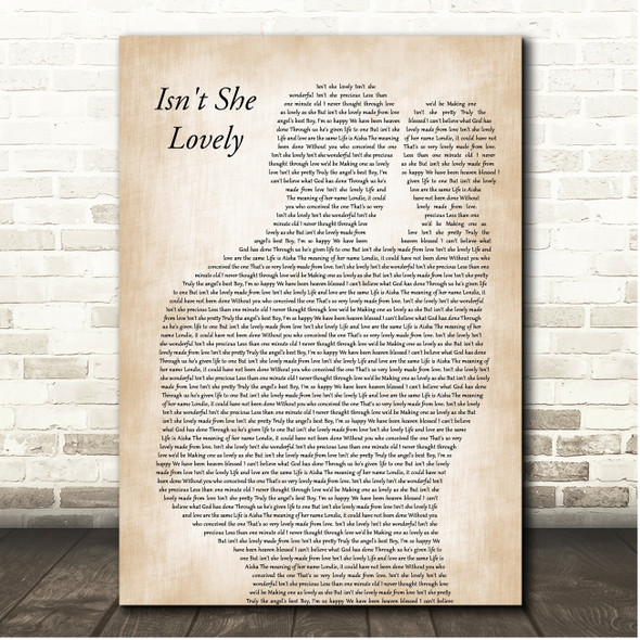 Stevie Wonder Isn't She Lovely Father & Baby Song Lyric Print